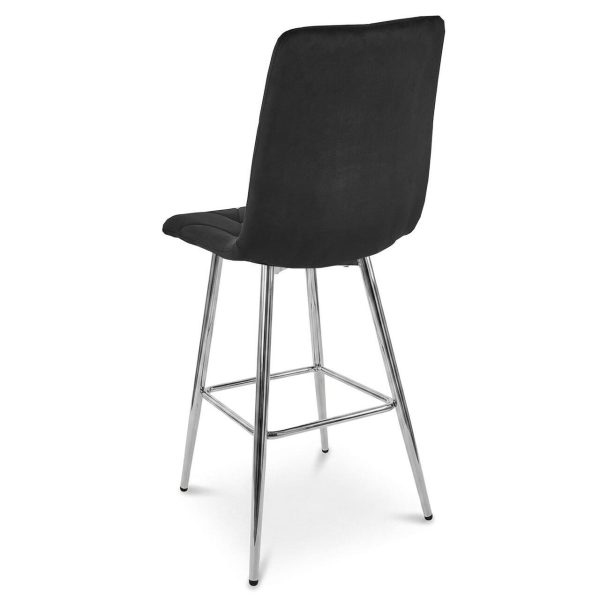 Set 2 scaune de bucatarie/bar, Artool, Libra, catifea neagra, picioare metal argintiu, 52x56x112 cm