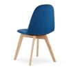 Set 4 scaune bucatarie/living, Artool, Bora, catifea albastra, picioare lemn natur, 44.5x54x81.5 cm