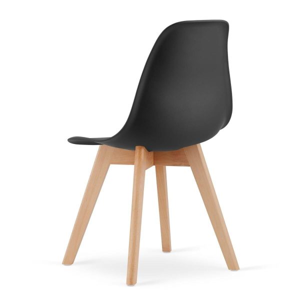 Set 4 scaune bucatarie/living, Artool, Kito, PP negru, picioare lemn natur, 46×54.5×80 cm