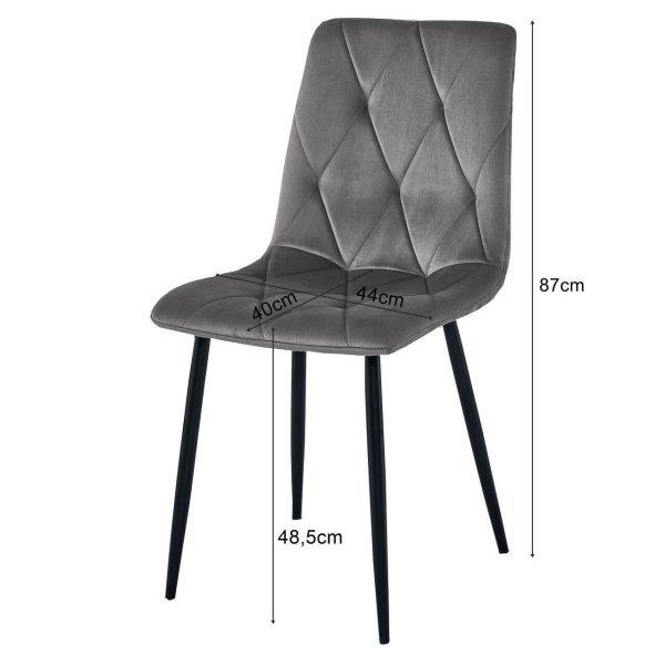 Set 4 scaune bucatarie/living, Artool, Libra, textil gri deschis, picioare metal natur, 44.5×54.5×87 cm