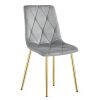 Set 4 scaune bucatarie/living, Artool, Libra, catifea gri deschis, picioare metal auriu, 45x54x86.5 cm