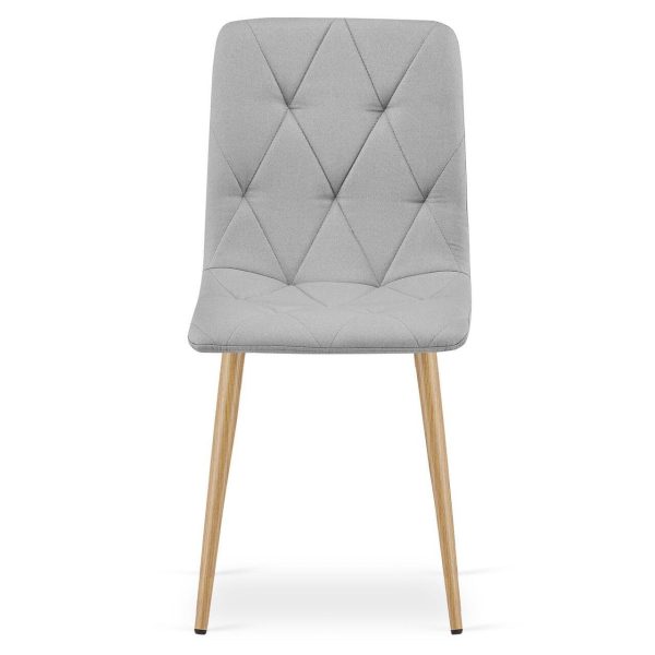 Set 4 scaune bucatarie/living, Artool, Libra, textil gri deschis, picioare metal natur, 44.5×54.5×87 cm