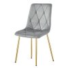 Set 4 scaune bucatarie/living, Artool, Libra, catifea gri deschis, picioare metal auriu, 45x54x86.5 cm