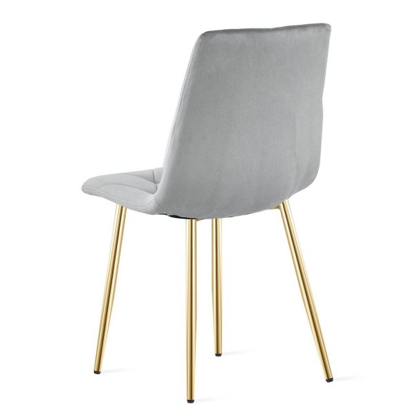 Set 4 scaune bucatarie/living, Artool, Libra, catifea gri deschis, picioare metal auriu, 45x54x86.5 cm