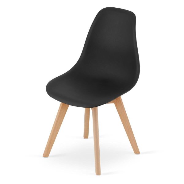 Set 4 scaune bucatarie/living, Artool, Kito, PP negru, picioare lemn natur, 46×54.5×80 cm
