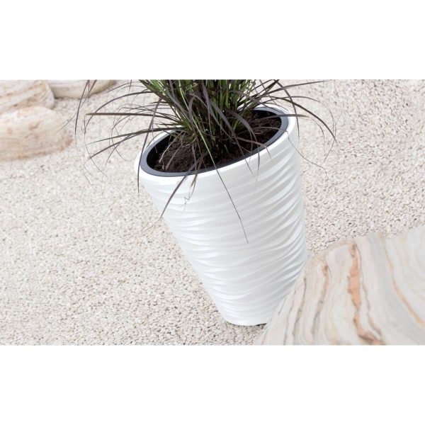 Set 2 ghivece de flori, Sand, rotunde, 38.8×43.6 cm, alb, Prosperplast