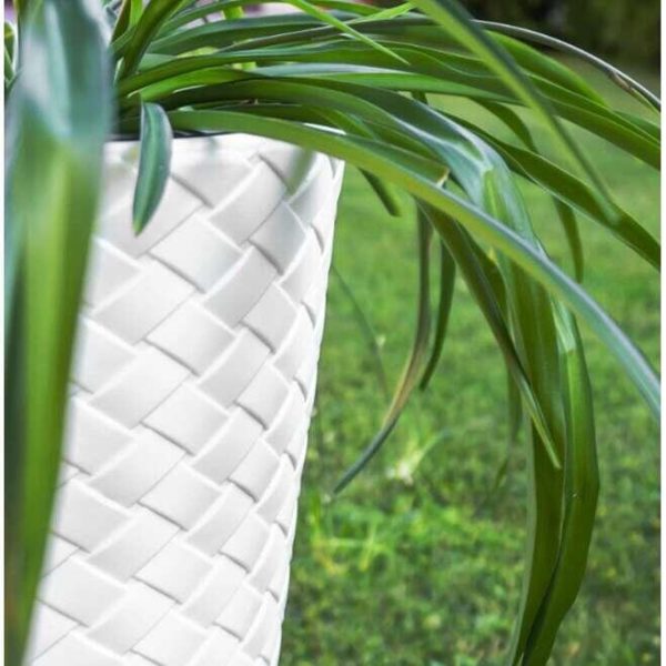 Set 2 ghivece de flori, Matuba Slim, rotunde, inalte, 40×78 cm, alb, Prosperplast