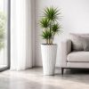 Set 2 ghivece de flori, Sandy Slim, rotunde, inalte, 34.9×62 cm, alb, Prosperplast