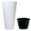 Set 2 ghivece de flori, Matuba Slim, rotunde, inalte, 40×78 cm, alb, Prosperplast