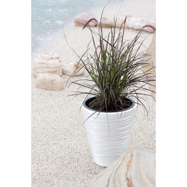 Set 2 ghivece de flori, Sand, rotunde, 34.5×38.5 cm, alb, Prosperplast