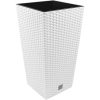Set 2 ghivece de flori, Rato, imitatie ratan, inalte, 32.5×32.5×61 cm, alb, Prosperplast