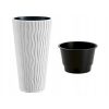 Set 2 ghivece de flori, Sandy Slim, rotunde, inalte, 34.9x62 cm, alb, Prosperplast