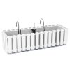 Set 2 jardiniere decorative cu suport metalic, sistem irigare,​​​​​​​ alb, 58x18x16.2 cm, Boardee Fencycase W