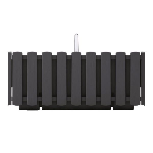 Set 2 jardiniere decorative cu suport metalic, sistem irigare,​​​​​​​ antracit, 38x18x16.2 cm, Boardee Fencycase W