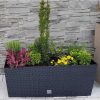 Set 2 jardiniere decorative, sistem irigare, imitatie ratan, antracit, 30 L, 60x25x24 cm, Rato Case