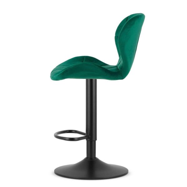 Set 2 scaune de bucatarie/bar, Artool, West, rotativ, catifea verde, picior metal negru, 46×48.5×90-111 cm