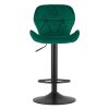 Set 2 scaune de bucatarie/bar, Artool, West, rotativ, catifea verde, picior metal negru, 46x48.5x90-111 cm