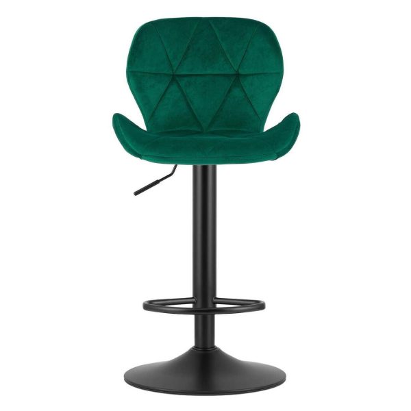 Set 2 scaune de bucatarie/bar, Artool, West, rotativ, catifea verde, picior metal negru, 46x48.5x90-111 cm