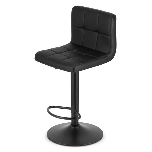 Set 2 scaune de bucatarie/bar, Artool, Prot, rotativ, piele ecologica neagra, picior metal negru, 41×44.5×87.5-108 cm