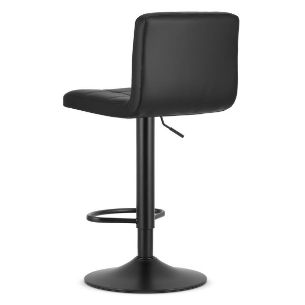 Set 2 scaune de bucatarie/bar, Artool, Prot, rotativ, piele ecologica neagra, picior metal negru, 41×44.5×87.5-108 cm