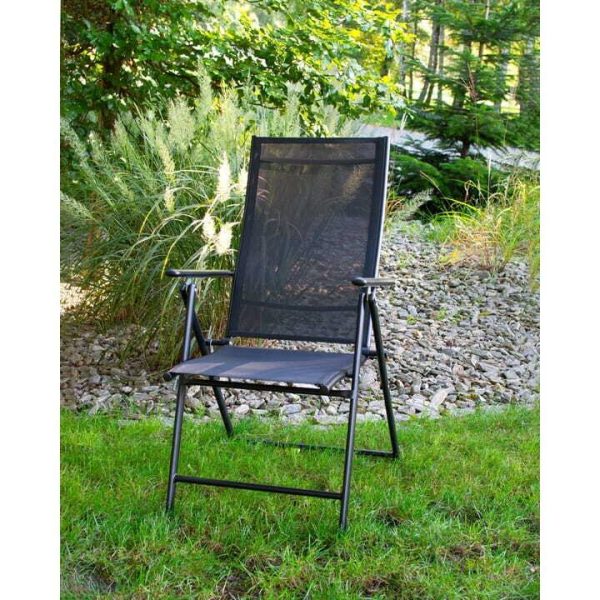 Set 2 scaune gradina/terasa, reglabile, aluminiu, negru, 56×67-99×84-107 cm, Jumi