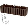 Set 3 jardiniere decorative cu suport metalic, sistem irigare,​​​​​​​ maro, 58x18x16.2 cm, Boardee Fencycase W