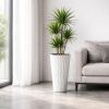 Set 4 ghivece de flori, Sandy Slim, rotunde, inalte, 34.9×62 cm, alb, Prosperplast