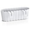 Set 4 jardiniere decorative cu suport de plastic, alb, 4.9 L, 38.3x21.2x13 cm, Boardee Hook