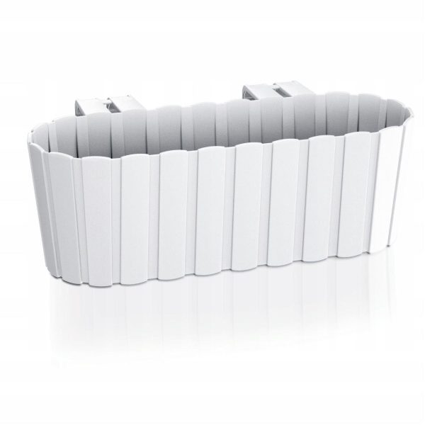 Set 4 jardiniere decorative cu suport de plastic, alb, 4.9 L, 38.3×21.2×13 cm, Boardee Hook