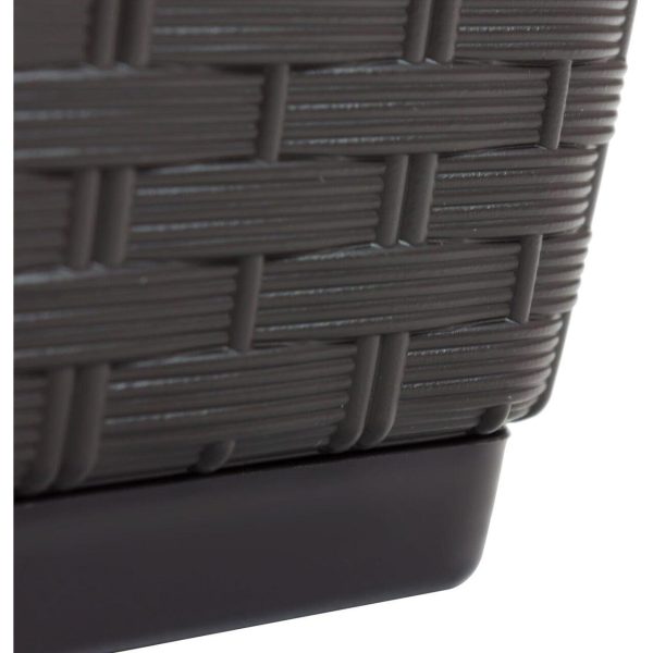 Set 4 jardiniere decorative, Prosperplast, imitatie ratan, maro, 49.2×17.2×17.4 cm