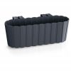 Set 4 jardiniere decorative cu suport de plastic, antracit, 4.9 L, 38.3×21.2×13 cm, Boardee Hook