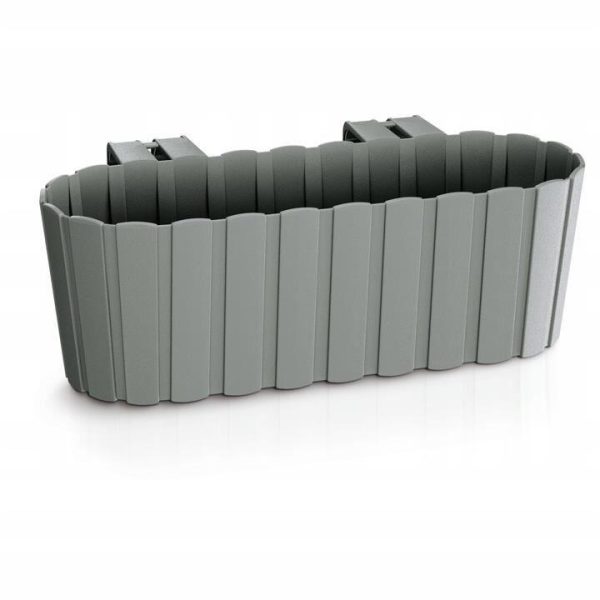 Set 4 jardiniere decorative cu suport de plastic, gri, 4.9 L, 38.3×21.2×13 cm, Boardee Hook