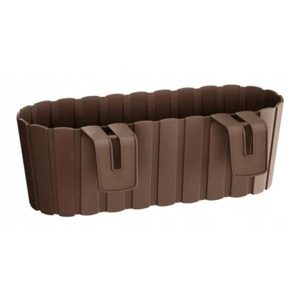 Set 4 jardiniere decorative cu suport de plastic, maro, 4.9 L, 38.3×21.2×13 cm, Boardee Hook