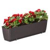 Set 4 jardiniere decorative cu suport metalic, Prosperplast, imitatie ratan, maro, 49.2×17.2×17.4 cm