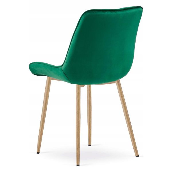 Set 4 scaune bucatarie/living, Artool, Bera, catifea verde, picioare metal natur, 54x60x88 cm