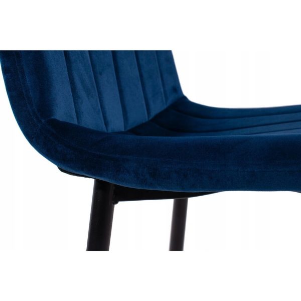 Set 4 scaune bucatarie/living, Artool, Lava, catifea bleumarin, picioare metal negru, 43x51x90 cm
