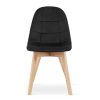 Set 4 scaune bucatarie/living, Artool, Bora, catifea neagra, picioare lemn natur, 44.5x54x81.5 cm