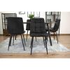 Set 4 scaune bucatarie/living, Artool, Kara, catifea neagra, picioare metal negru, 44.5×50.5×87 cm