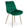 Set 4 scaune bucatarie/living, Artool, Bera, catifea verde, picioare metal natur, 54x60x88 cm