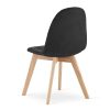 Set 4 scaune bucatarie/living, Artool, Bora, catifea neagra, picioare lemn natur, 44.5x54x81.5 cm