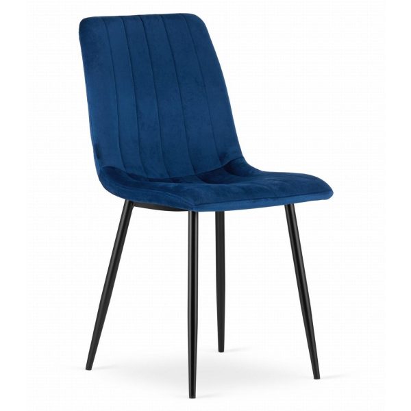 Set 4 scaune bucatarie/living, Artool, Lava, catifea bleumarin, picioare metal negru, 43x51x90 cm