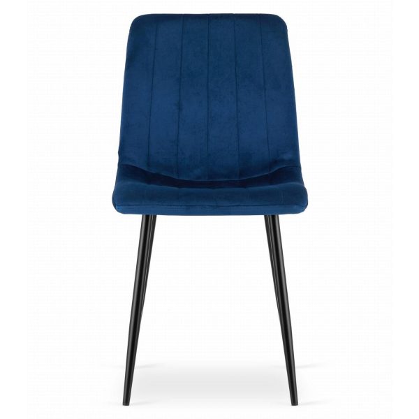 Set 4 scaune bucatarie/living, Artool, Lava, catifea bleumarin, picioare metal negru, 43x51x90 cm