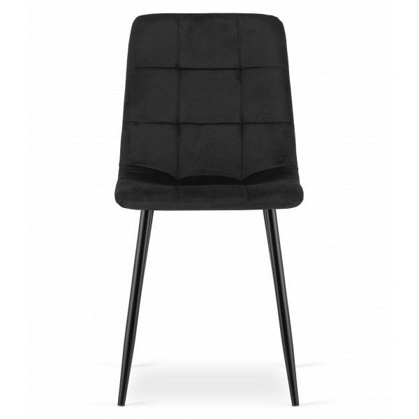Set 4 scaune bucatarie/living, Artool, Kara, catifea neagra, picioare metal negru, 44.5×50.5×87 cm