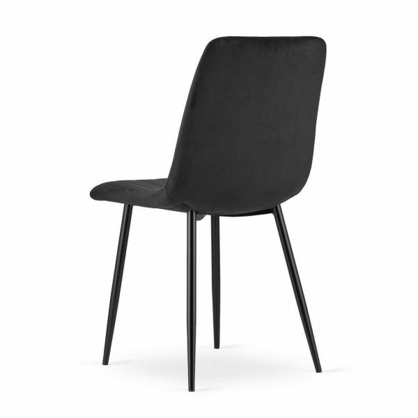 Set 4 scaune bucatarie/living, Artool, Lava, catifea neagra, picioare metal negru, 43x51x90 cm