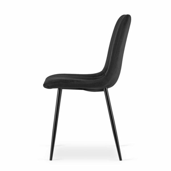 Set 4 scaune bucatarie/living, Artool, Lava, catifea neagra, picioare metal negru, 43x51x90 cm