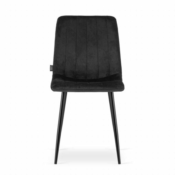 Set 4 scaune bucatarie/living, Artool, Lava, catifea neagra, picioare metal negru, 43x51x90 cm