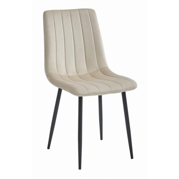 Set 4 scaune bucatarie/living, Artool, Lava, catifea bej, picioare metal negru, 43x51x90 cm