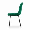Set 4 scaune bucatarie/living, Artool, Lava, catifea verde, picioare metal negru,  43x51x90 cm