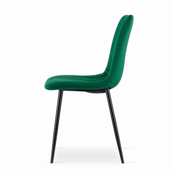 Set 4 scaune bucatarie/living, Artool, Lava, catifea verde, picioare metal negru,  43x51x90 cm