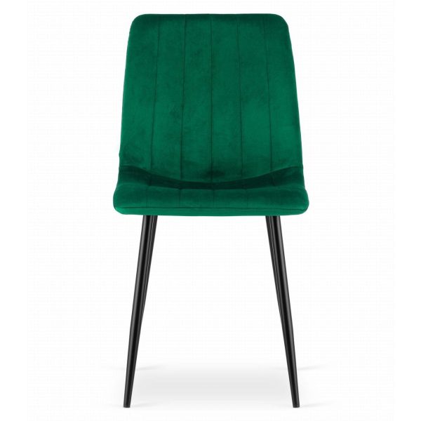 Set 4 scaune bucatarie/living, Artool, Lava, catifea verde, picioare metal negru,  43x51x90 cm